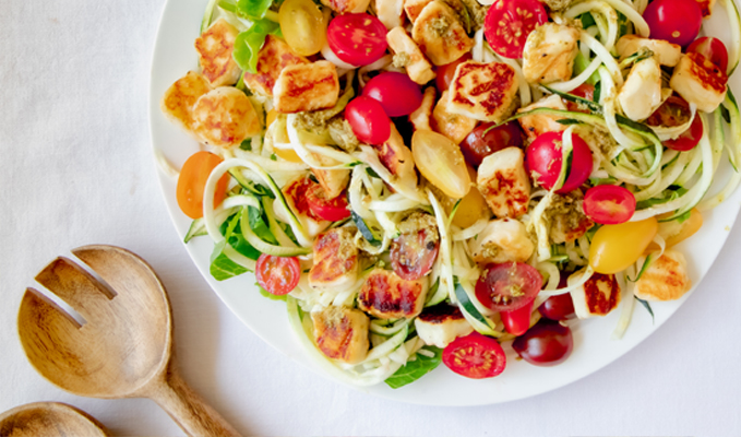 Riverina Dairy Haloumi Zucchini Salad with Basil Pesto