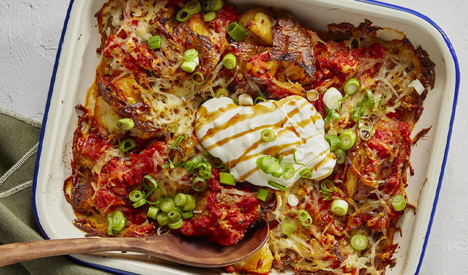 Crispy Potato Haloumi Bake