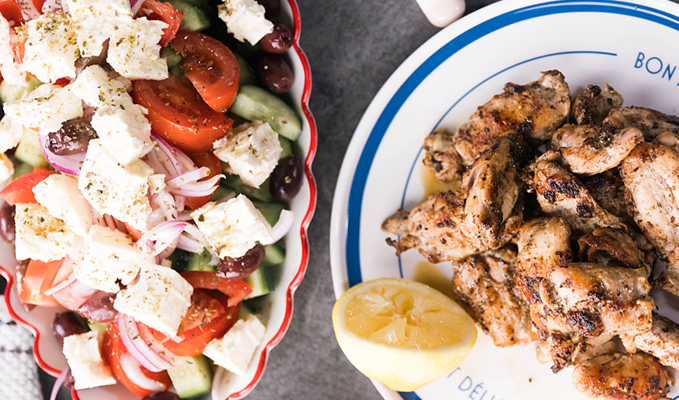 Chicken Spare Ribs and Greek Salad with Mint Yoghurt - Recipe by Ten Minute Kitchen on Channel 10