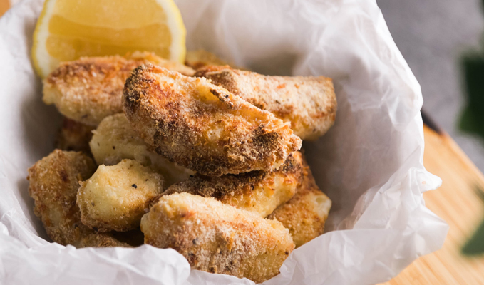 Riverina Dairy Crumbed Haloumi Chips with Tomato Sauce